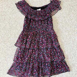 Rachael & Chloe Girls Black Pink Layered Floral PrintsSummer Flared Dress 10